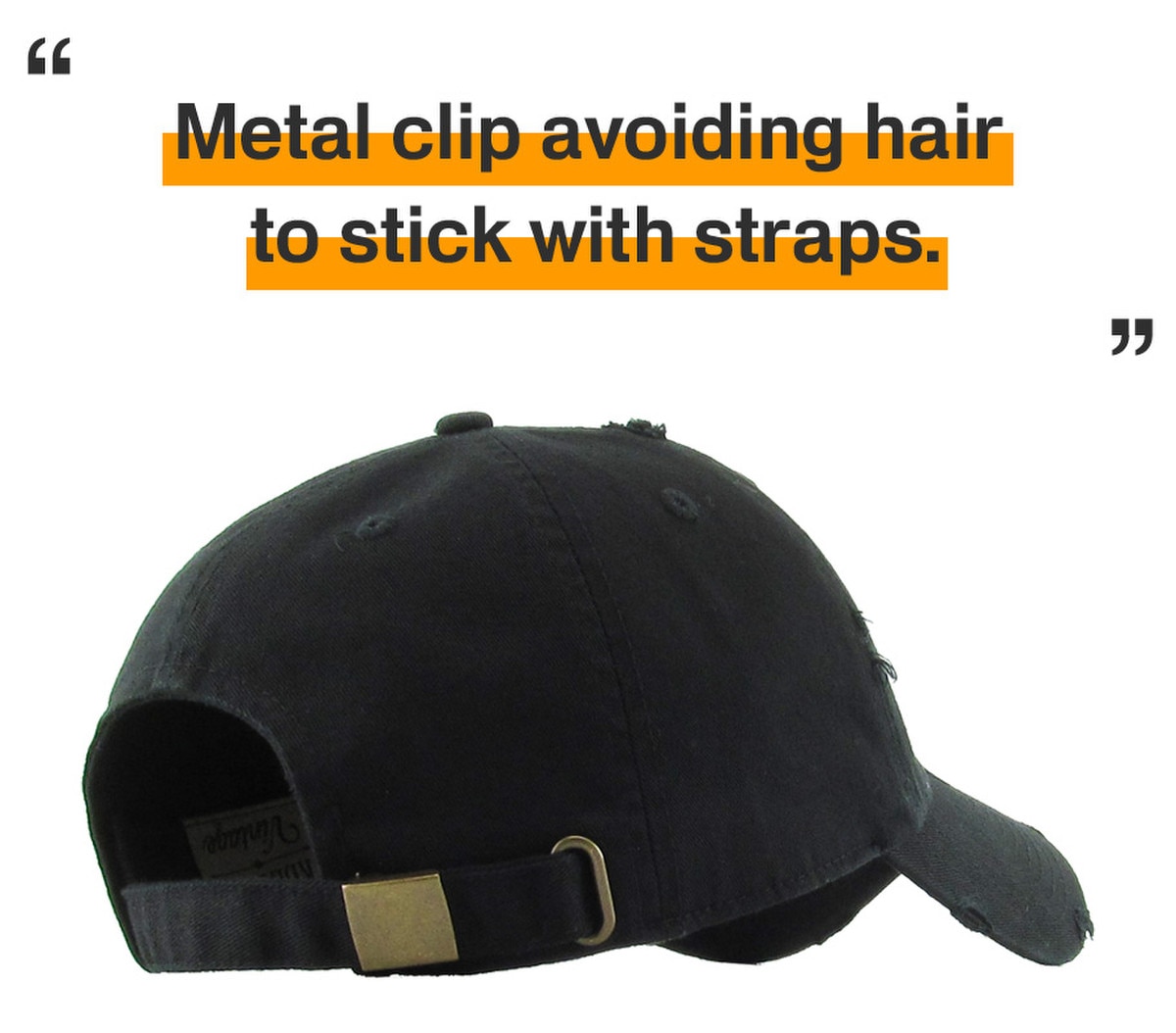 Black Distressed Vintage Baseball Cap Back Side View